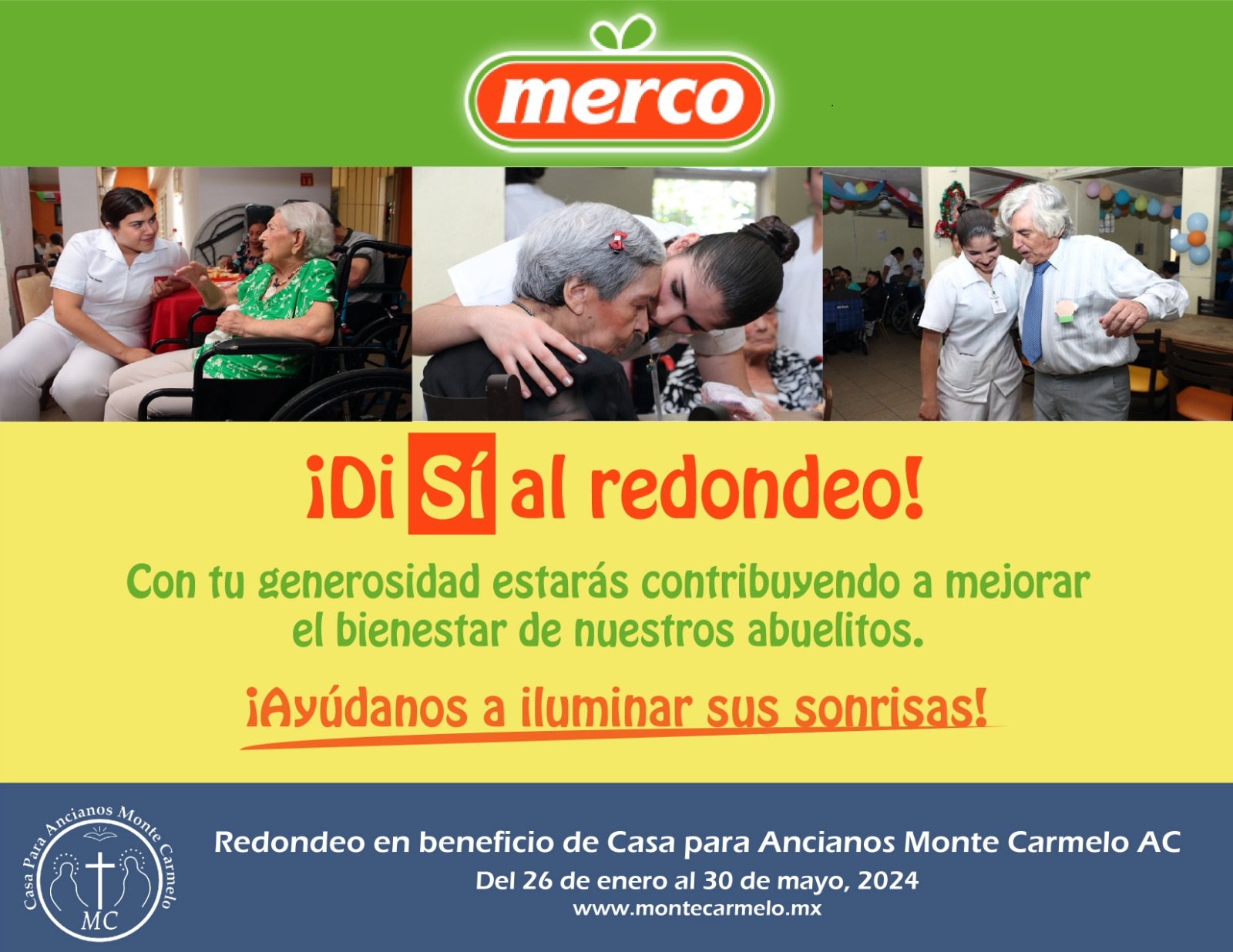 Redondeo 2024 Tiendas Merco Campaña de Redondeo Merco para Casa de Ancianos Monte Carmelo